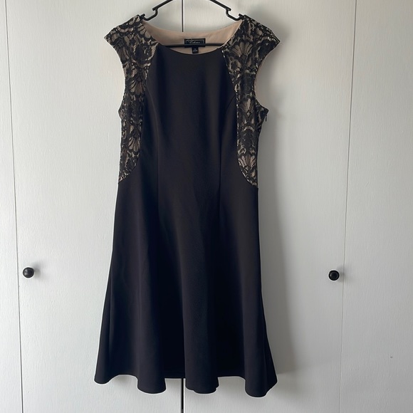 Dress Barn Dresses & Skirts - Size 12 Midi Black & Brown Lace Dress